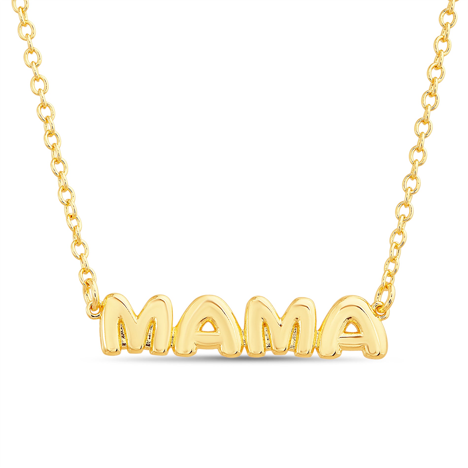 Gold Puffy "MAMA" Pendant Necklace